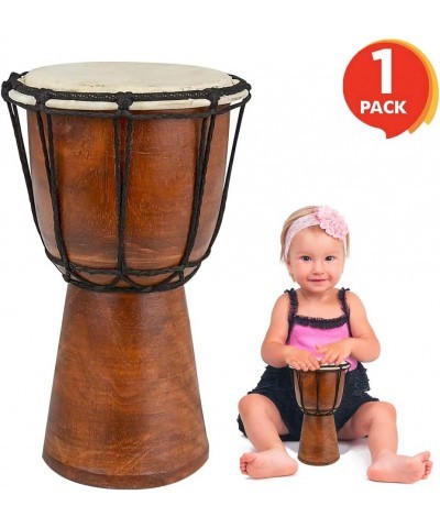 8 Inch Mini Wooden Toy Drum - Rustic Brown Wood and Authentic Design - Fun Musical Instrument for Children - Gift Idea Party ...