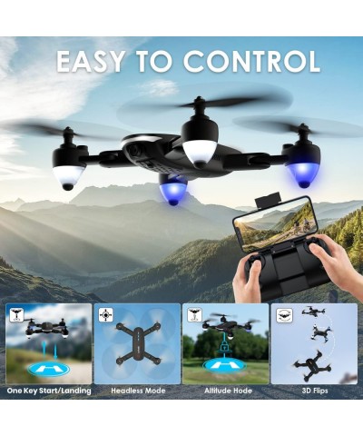 FPV Drone with 1080P HD Camera for Adults and Kids 30-min Flight Time Gesture Control Altitude Hold Headless Mode 3D Flips RC...