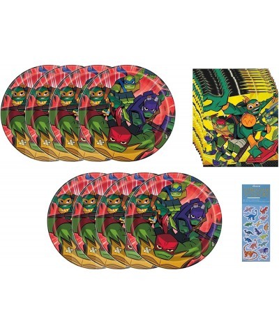 Teenage Mutant Ninja Turtles TMNT Birthday Party Supplies Bundle includes Dessert Cake Plates and Cake Beverage Napkins - Ser...