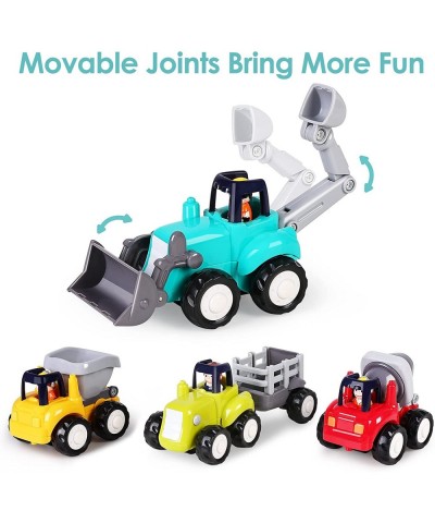 Toddler Electronic Construction Crane Toys Set Baby Musical Activity Cube w/ 4 Inertia Push Go Vehicles Tractor Backhoe Dump ...