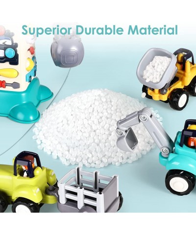 Toddler Electronic Construction Crane Toys Set Baby Musical Activity Cube w/ 4 Inertia Push Go Vehicles Tractor Backhoe Dump ...