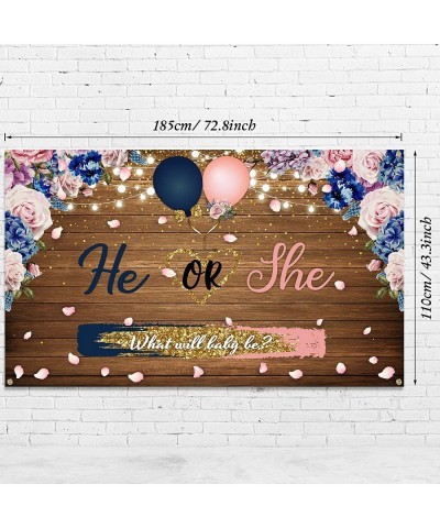 Gender Reveal Decorations Backdrop Banner He or She What Will Baby be Pregnancy Reveal Fabric Wooden Baby Gender Photography ...