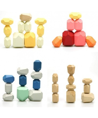 36PCS Wooden Balancing Stacking Stones Rocks Wood Building Blocks Set Sorting and Stacking Games Lightweight Natural Colorful...