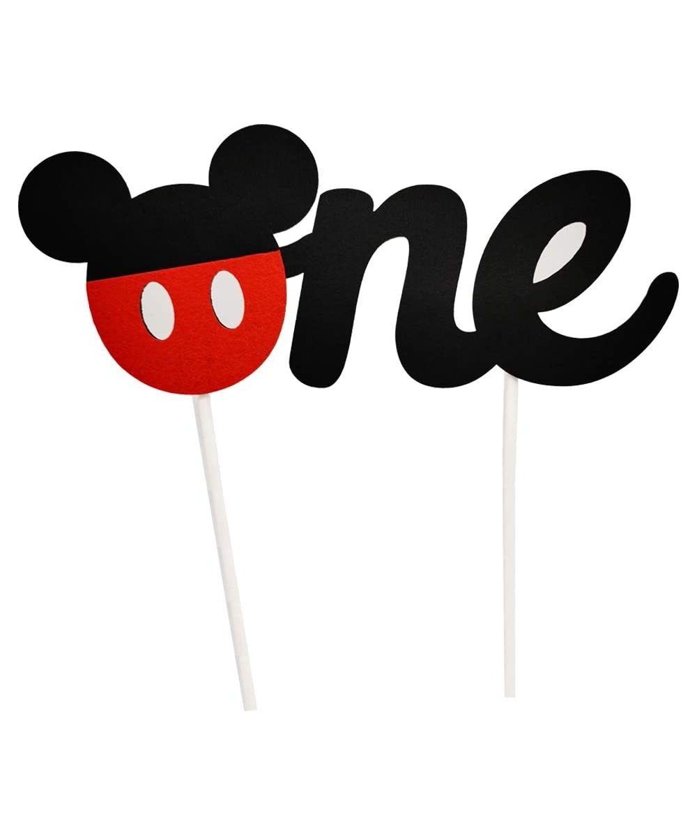 1st Birthday Cake Topper Happy Birthday Cake Banner Baby Shower Mickey Inspired O-N-E Cake Topper for Boy & Girl 3.2in x 8.7i...