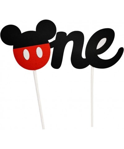 1st Birthday Cake Topper Happy Birthday Cake Banner Baby Shower Mickey Inspired O-N-E Cake Topper for Boy & Girl 3.2in x 8.7i...