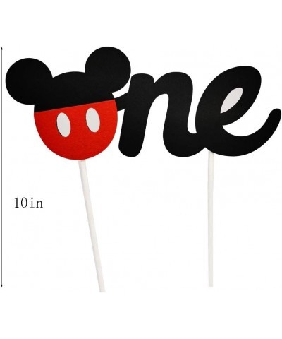 1st Birthday Cake Topper Happy Birthday Cake Banner Baby Shower Mickey Inspired O-N-E Cake Topper for Boy & Girl 3.2in x 8.7i...