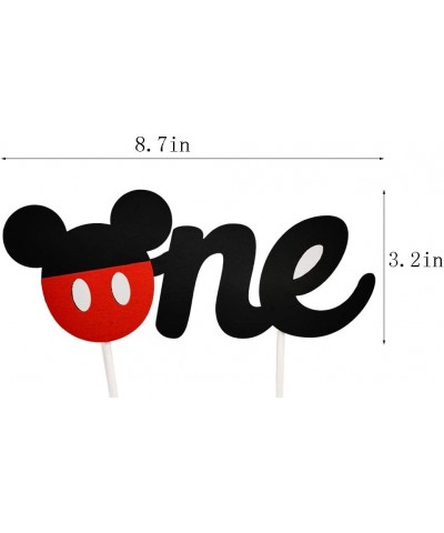 1st Birthday Cake Topper Happy Birthday Cake Banner Baby Shower Mickey Inspired O-N-E Cake Topper for Boy & Girl 3.2in x 8.7i...