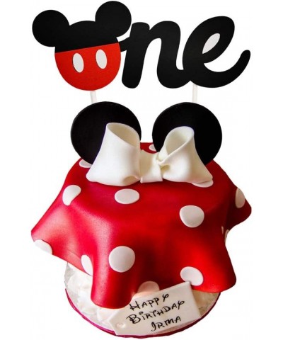 1st Birthday Cake Topper Happy Birthday Cake Banner Baby Shower Mickey Inspired O-N-E Cake Topper for Boy & Girl 3.2in x 8.7i...