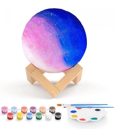 Paint Your Own Moon Lamp Crafts Kit Make Moon Night Light with Wooden Stand Handmade Galaxy Light Lava Lamp Space Paint Kit f...