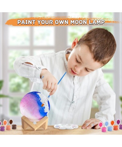 Paint Your Own Moon Lamp Crafts Kit Make Moon Night Light with Wooden Stand Handmade Galaxy Light Lava Lamp Space Paint Kit f...