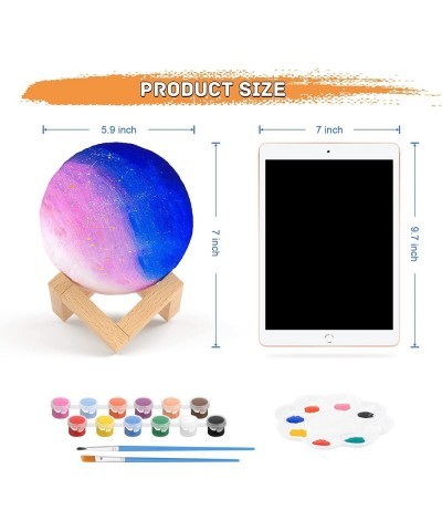 Paint Your Own Moon Lamp Crafts Kit Make Moon Night Light with Wooden Stand Handmade Galaxy Light Lava Lamp Space Paint Kit f...