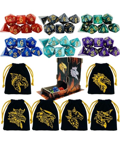 6 Sets DND Dice Polyhedral Dungeons and Dragons DND RPG MTG Table Game Dice Bulk with Free Six Drawstring Bags and D&D Dice T...