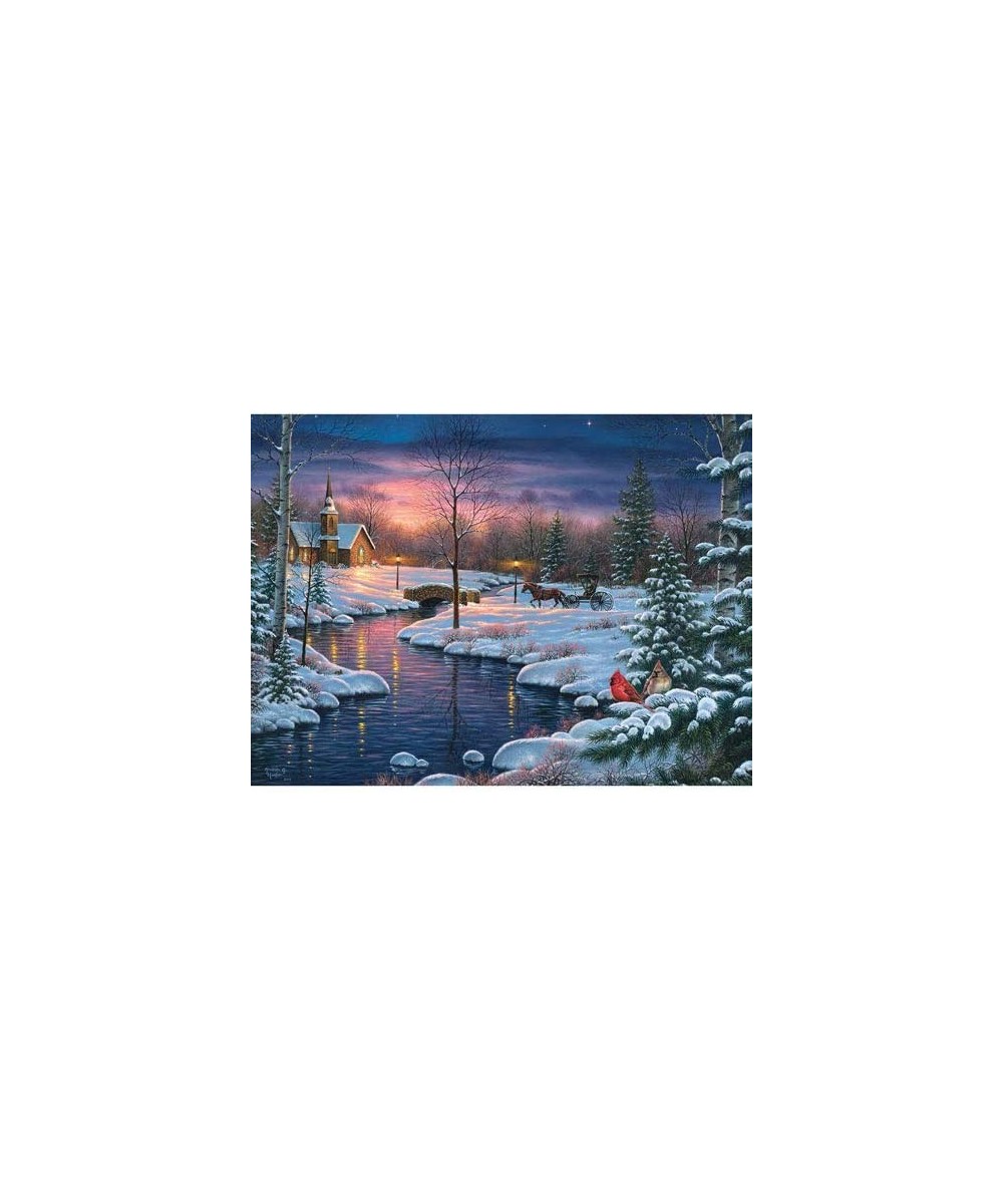 - 300 Piece Jigsaw Puzzle for Adults 18" x 24" - Holy Night - 300 pc Horse Buggy Winter Nature River Snow Church Scene Jigsaw...