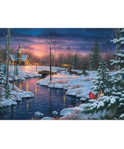 - 300 Piece Jigsaw Puzzle for Adults 18" x 24" - Holy Night - 300 pc Horse Buggy Winter Nature River Snow Church Scene Jigsaw...