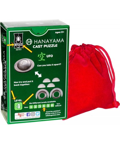 UFO Hanayama Brain Teaser Puzzle New 2019 Release Level 4 Difficulty Rating RED Velveteen Drawstring Pouch Bundled $33.13 Bra...