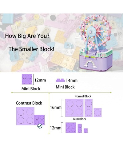 Music Box Building Toys Rotating Ferris Wheel DIY Building Block for Girls and Boys 6 -12 Years Old 710 pcs Christmas and Bir...