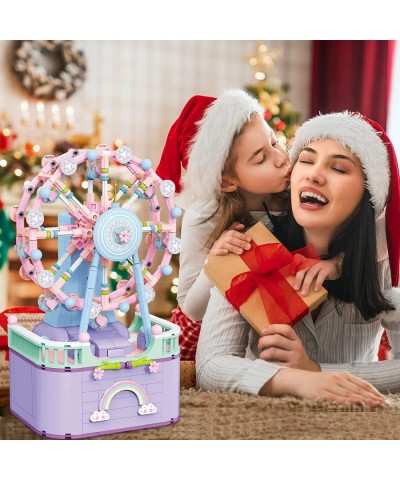 Music Box Building Toys Rotating Ferris Wheel DIY Building Block for Girls and Boys 6 -12 Years Old 710 pcs Christmas and Bir...