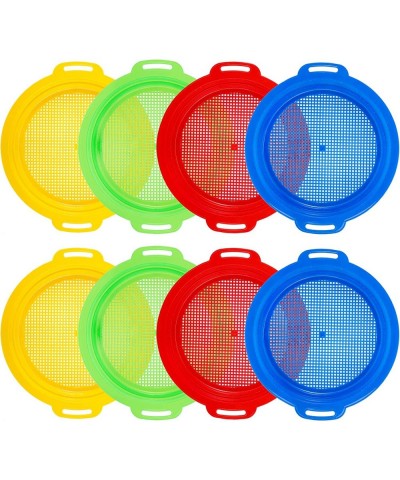 8 Pack Sand Sifter Sieves for Beach Sand Beach Toy Gardening Digging Finding Treasure Shells Rocks Multicolor Plastic Sand Si...