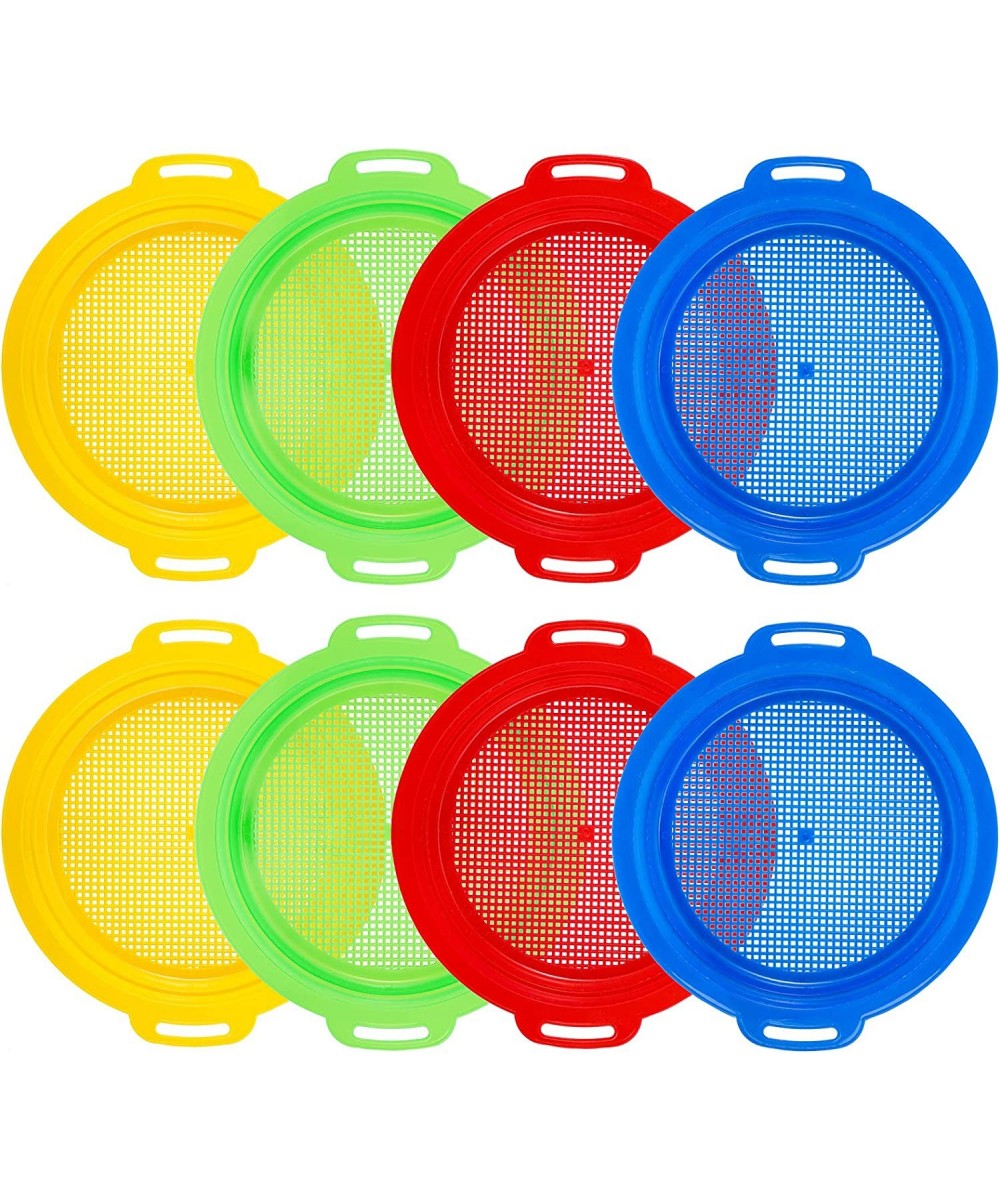 8 Pack Sand Sifter Sieves for Beach Sand Beach Toy Gardening Digging Finding Treasure Shells Rocks Multicolor Plastic Sand Si...