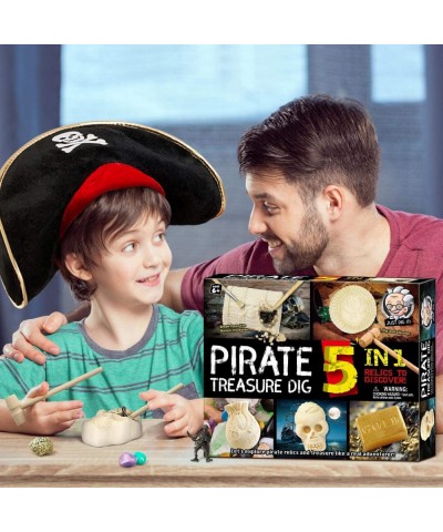 XXTOYS Pirate Treasures Dig Kit Break Into 5 Bricks Treasure Excavation Kits Pirate Toys Gems Dig Kits Interactive Excavating...