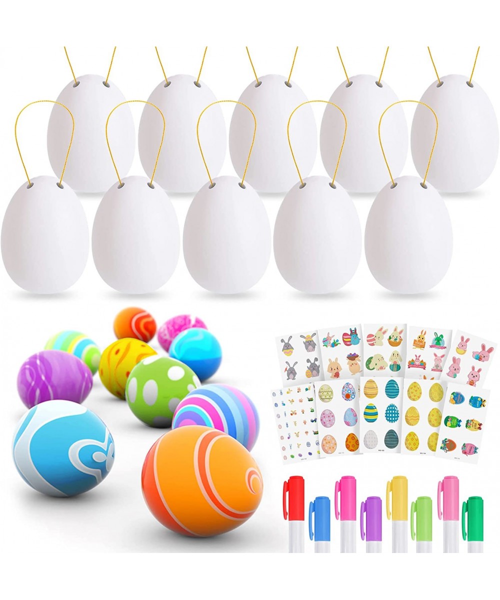 48Pcs White Blank Easter Eggs Crafts for Kids Easter Eggs Mazing Decorating Kit Plastic Easter Eggs Toys Painting Kit Easter ...