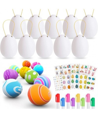 48Pcs White Blank Easter Eggs Crafts for Kids Easter Eggs Mazing Decorating Kit Plastic Easter Eggs Toys Painting Kit Easter ...