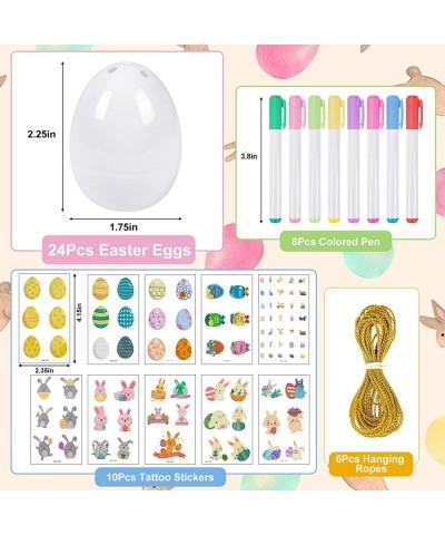 48Pcs White Blank Easter Eggs Crafts for Kids Easter Eggs Mazing Decorating Kit Plastic Easter Eggs Toys Painting Kit Easter ...