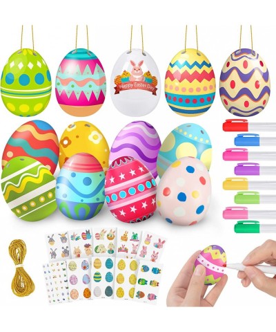 48Pcs White Blank Easter Eggs Crafts for Kids Easter Eggs Mazing Decorating Kit Plastic Easter Eggs Toys Painting Kit Easter ...