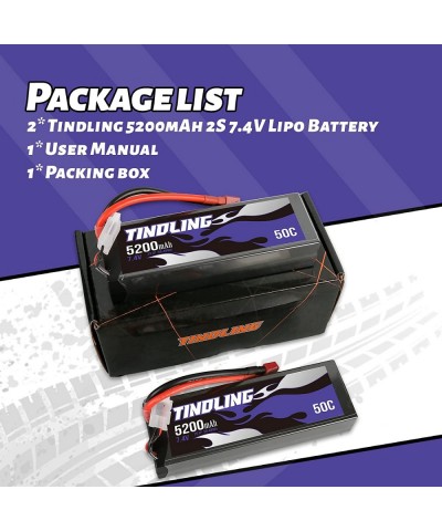 2S Lipo Battery 7.4V 5200mAh 50C Hard Case with Deans T for 1/8 1/10 RC Scale Vehicles Car Trucks Boats RC Models(2 Packs) $6...