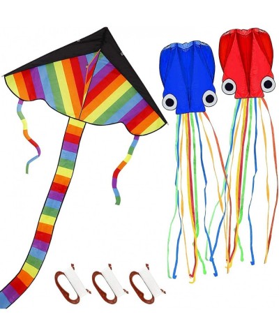 Kites for Kids Easy to Fly - 3 Pack Kids Kites - Large Rainbow Delta Kite and 2 Giant Octopus Kite - Kite for Kids Ages 4-8 -...