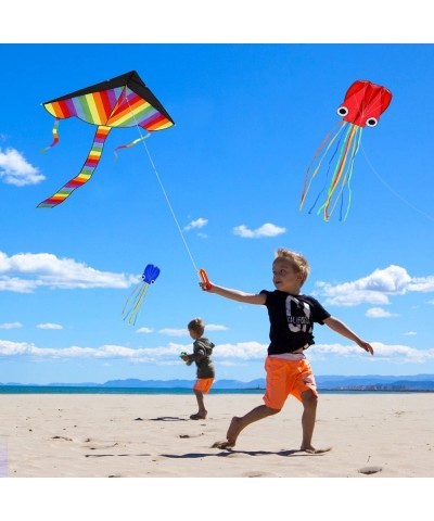 Kites for Kids Easy to Fly - 3 Pack Kids Kites - Large Rainbow Delta Kite and 2 Giant Octopus Kite - Kite for Kids Ages 4-8 -...