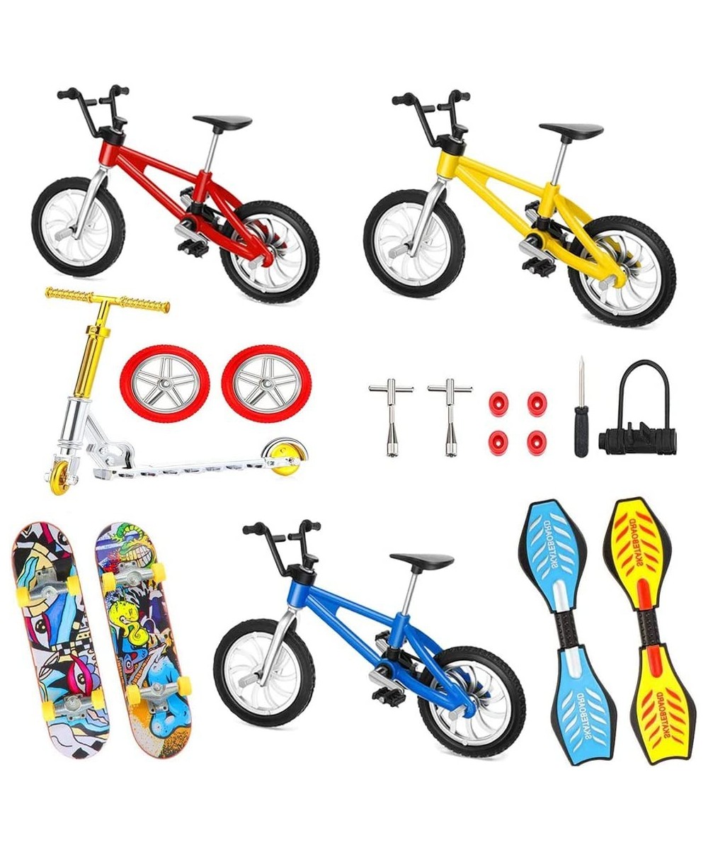 Mini Finger Toys Set Fingertip Skateboards Finger Bikes Movement Scooter Toy with Replacement Wheels and Tools for Kids as Gi...