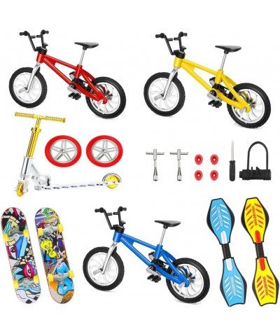 Mini Finger Toys Set Fingertip Skateboards Finger Bikes Movement Scooter Toy with Replacement Wheels and Tools for Kids as Gi...