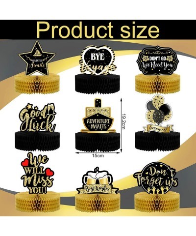 9 Pcs Going Away Party Decorations Black Gold Table Honeycomb Centerpieces We Will Miss You 3D Table Centerpieces for Farewel...