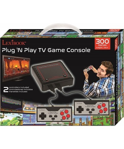 Retro game console 2 controllers 300 games 1 AC/DC adapter black/red JG7800 $73.34 Plug & Play Video Games