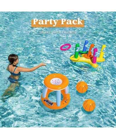 Pool Toys Games Set Inflatable Pool Basketball Hoop Pool Toss Game Ring Toss Toy Basketball Float Hoop Pool Games for Kids $3...