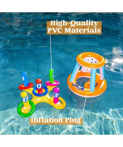 Pool Toys Games Set Inflatable Pool Basketball Hoop Pool Toss Game Ring Toss Toy Basketball Float Hoop Pool Games for Kids $3...