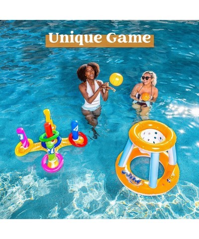 Pool Toys Games Set Inflatable Pool Basketball Hoop Pool Toss Game Ring Toss Toy Basketball Float Hoop Pool Games for Kids $3...