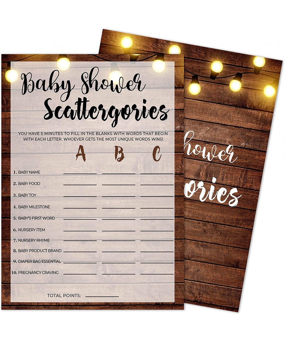 Scattergories Baby Shower Game Gender Reveal Party Supplies Vintage Wood Farmhouse Party Decorations – 30 Game Cards (bb020-y...