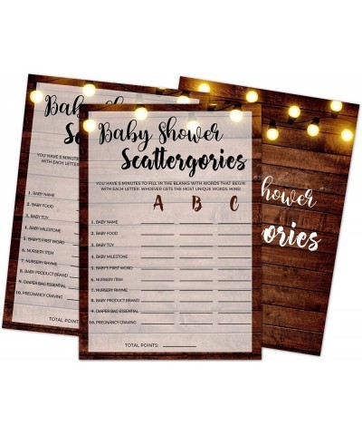 Scattergories Baby Shower Game Gender Reveal Party Supplies Vintage Wood Farmhouse Party Decorations – 30 Game Cards (bb020-y...