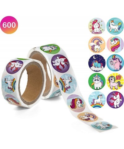 Unicorn Stationery Roll Stickers – 600 Count 10 Creative Assorted Designs – 1.5 Inch Round Labels – Ideal As Birthday Party F...