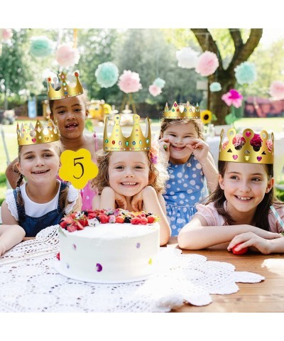 50 Pieces Paper Crowns Princess Prince Crown Birthday Crown Hat Paper Gold Crowns with 28 Sheets Gem Jewels Number Letter Sti...