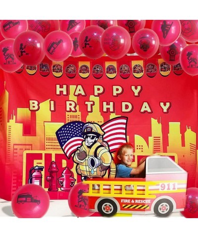 24 PACK 12" Fireman Firefighter Theme Latex Balloons Fire Engine Fire Truck Balloons Police Party Balloons for Kids Adults Bi...