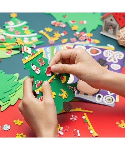 276Pcs DIY Christmas Tree Foam Craft Kits Self-Adhesive Stickers Xmas Make a Face Sticker Handmade Artwork Project Making Fun...