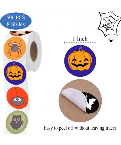 Halloween Sticker Roll 500 Pcs Halloween Round Stickers 8 Assorted Halloween Sticker for Kids Trick or Treat(1 Inch) $15.90 K...