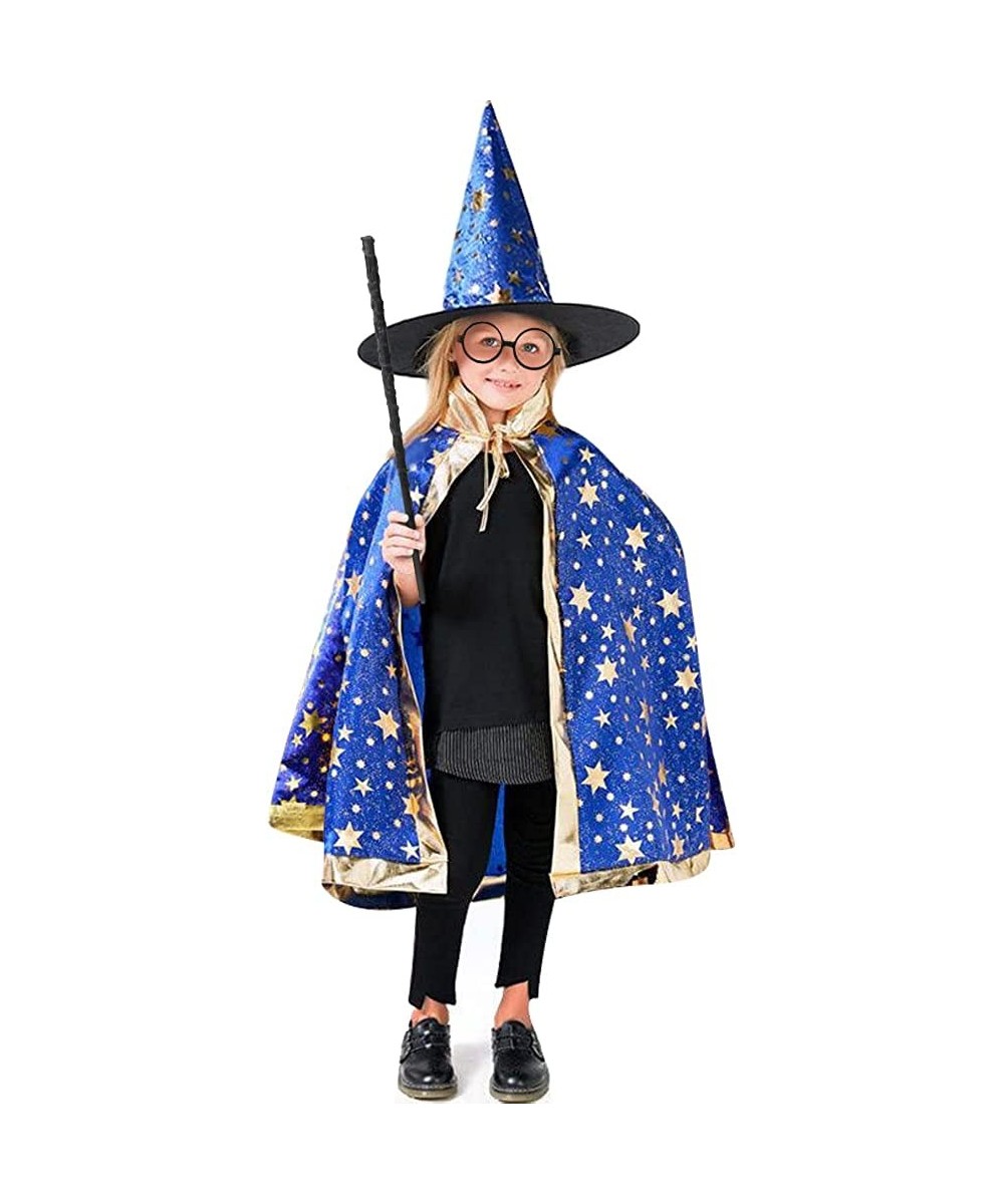 Unisex Kids Wizard Party Costume Cloak Fancy Dress Witch Cape With Wand Hat for Boys Girls Toddlers $20.58 Kids' Costumes