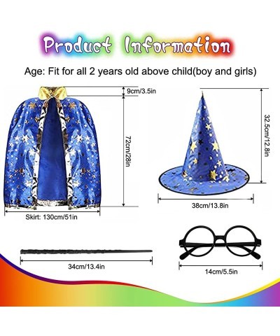 Unisex Kids Wizard Party Costume Cloak Fancy Dress Witch Cape With Wand Hat for Boys Girls Toddlers $20.58 Kids' Costumes