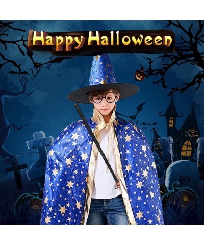 Unisex Kids Wizard Party Costume Cloak Fancy Dress Witch Cape With Wand Hat for Boys Girls Toddlers $20.58 Kids' Costumes