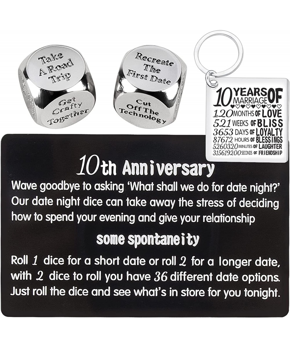 10 Year Anniversary Tin Date Night Dice Gifts 10th Anniversary Keychain Gifts 10 Year Marriage 10 Anniversary for Couple 10th...