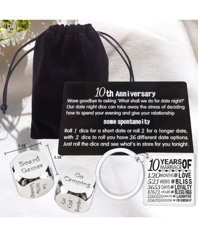 10 Year Anniversary Tin Date Night Dice Gifts 10th Anniversary Keychain Gifts 10 Year Marriage 10 Anniversary for Couple 10th...